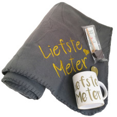 Relaxpakket: Fleecedeken, Mok 'Liefste Meter' en Spoonful of Chocolate | Grijs