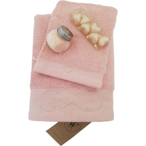 Walra Badlinnen voor Mama (geborduurd)  - Zalmroze