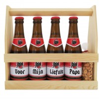 Houten Bierkratje voor 4 flesjes