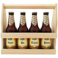 Houten Bierkratje voor 4 flesjes