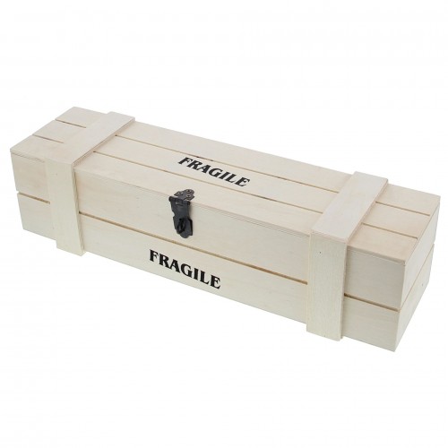 'Fragile' houten kist (1 fles)