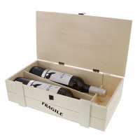 'Fragile' houten kist (2 flessen)