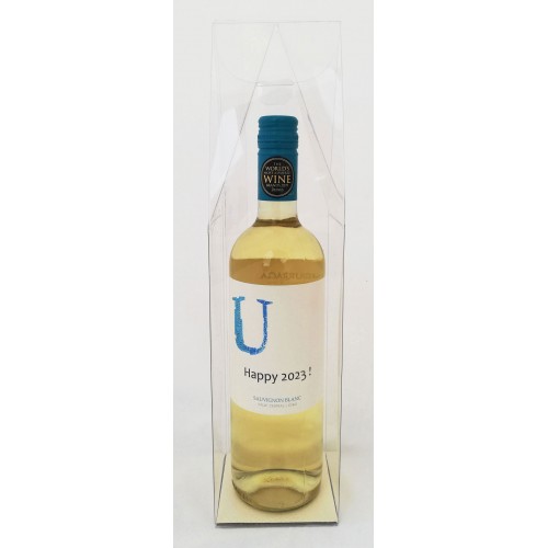 Witte wijn met gepersonaliseerd etiket - Happy 2023 !