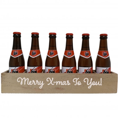 Jupiler Bierpakket : Merry X-mas To You (6 flesjes) - Houten Kratje