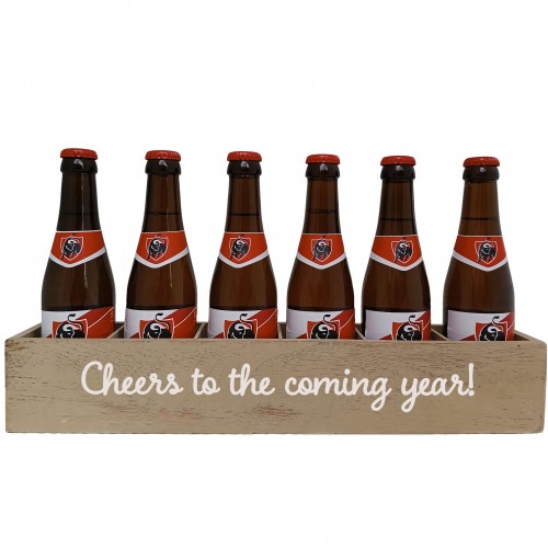 Jupiler Bierpakket : Cheers to the coming year! (6 flesjes) - Houten Kratje
