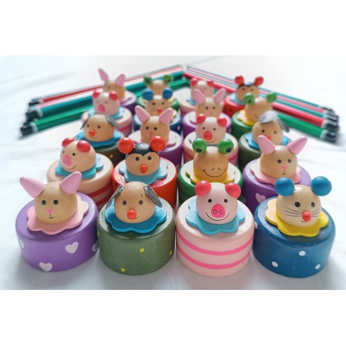 Houten dieren potloodslijper met potlood (20 stuks) STOCKVERKOOP