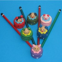 Houten dieren potloodslijper met potlood (20 stuks) STOCKVERKOOP
