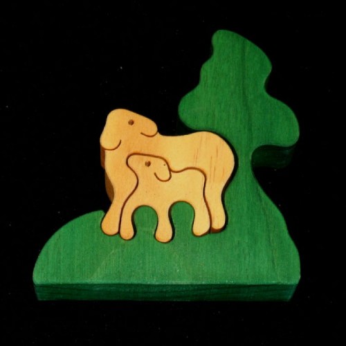 Houten puzzel : SCHAAP met jong