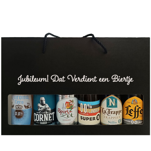 Bierpakket Alcoholvrij : Jubileum! Dat Verdient een Biertje (6 flesjes) - Geschenkdoos