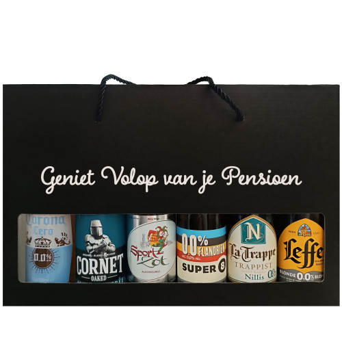 Bierpakket Alcoholvrij : Geniet Volop Van Je Pensioen (6 flesjes) - Geschenkdoos