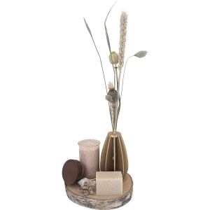 Luxe Cadeauset met Droogbloemen, Kaarsenzand en Ambachtelijke Zeep  - Beige