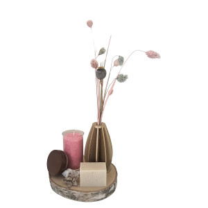 Luxe Cadeauset met Droogbloemen, Kaarsenzand en Ambachtelijke Zeep  - Roze