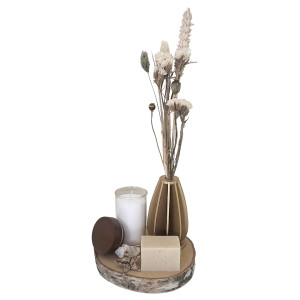 Luxe Cadeauset met Droogbloemen, Kaarsenzand en Ambachtelijke Zeep  - Wit