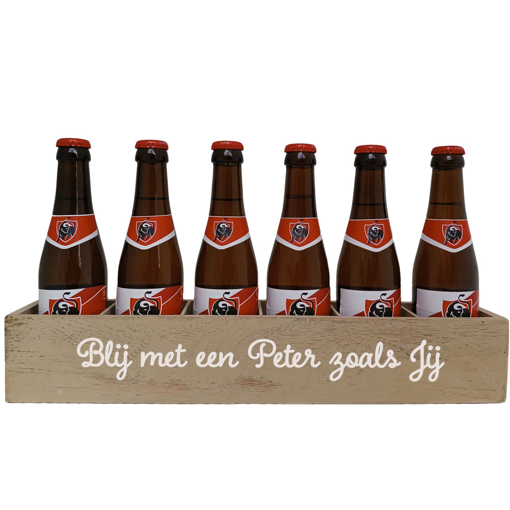 Jupiler Bierpakket : Blij met een Peter zoals Jij - Houten Kratje