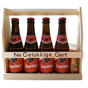 Jupiler bierpakket : Ne Gelukkige, ...' - Houten kratje