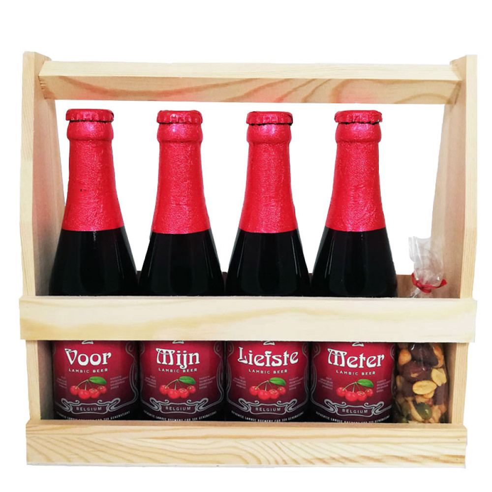 Kriek Bierpakket : Voor Mijn Liefste Meter - Houten Kratje