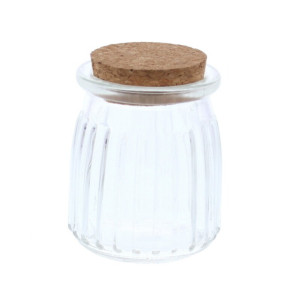 Kaarsenhouder - Geribbeld Glas (120 ml) met Kurken Dop